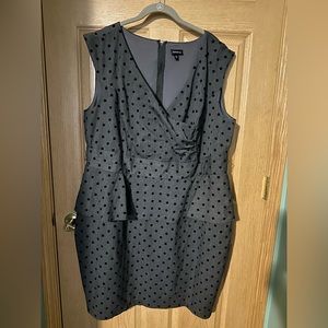 Torrid Gray Black Polka Dot Peplum Pencil Dress Size 22